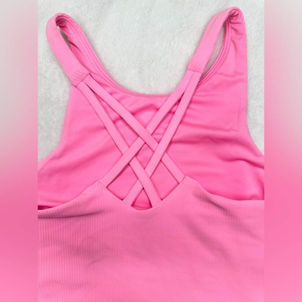 All In Motion Cropped Tank Tight Fit Kids Girls Size Small (6/7T) Build In Bra - Picture 3 of 11